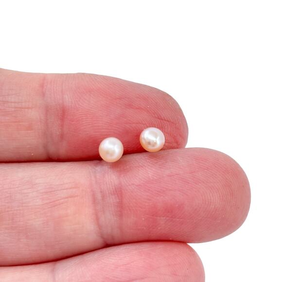 Estate Sterling Silver 925 Triplet Pearl Stud Earrings - Picture 9 of 9